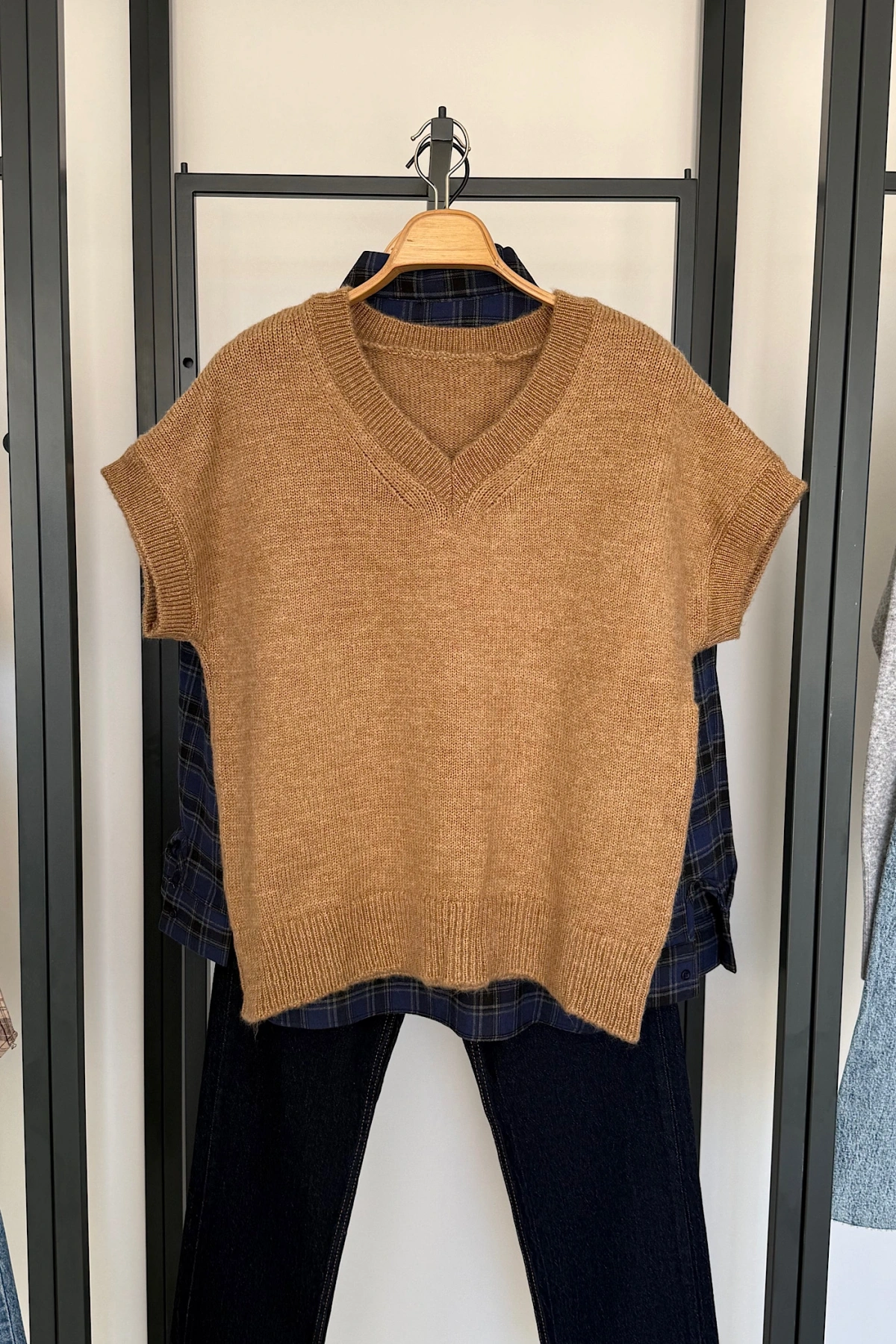 V Yaka Süveter Camel