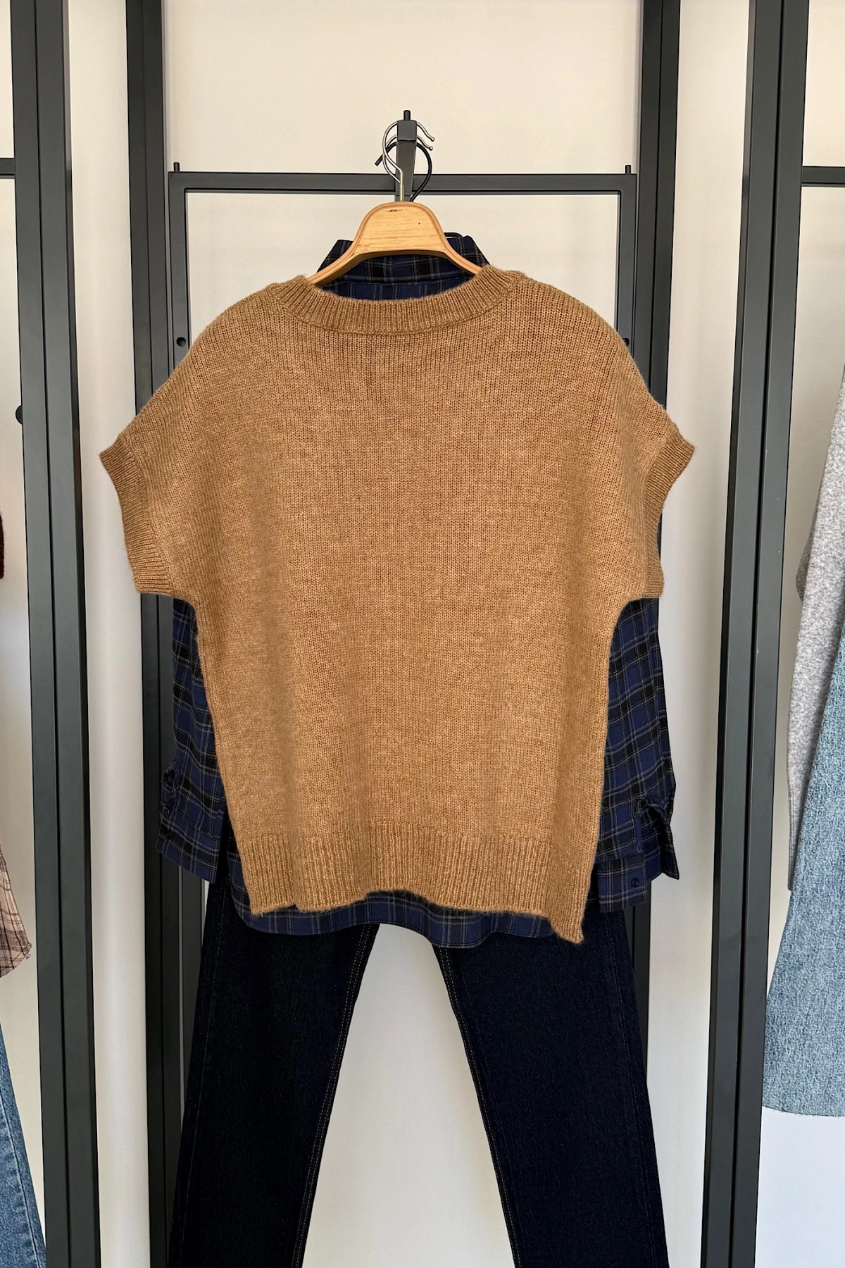 V Yaka Süveter Camel