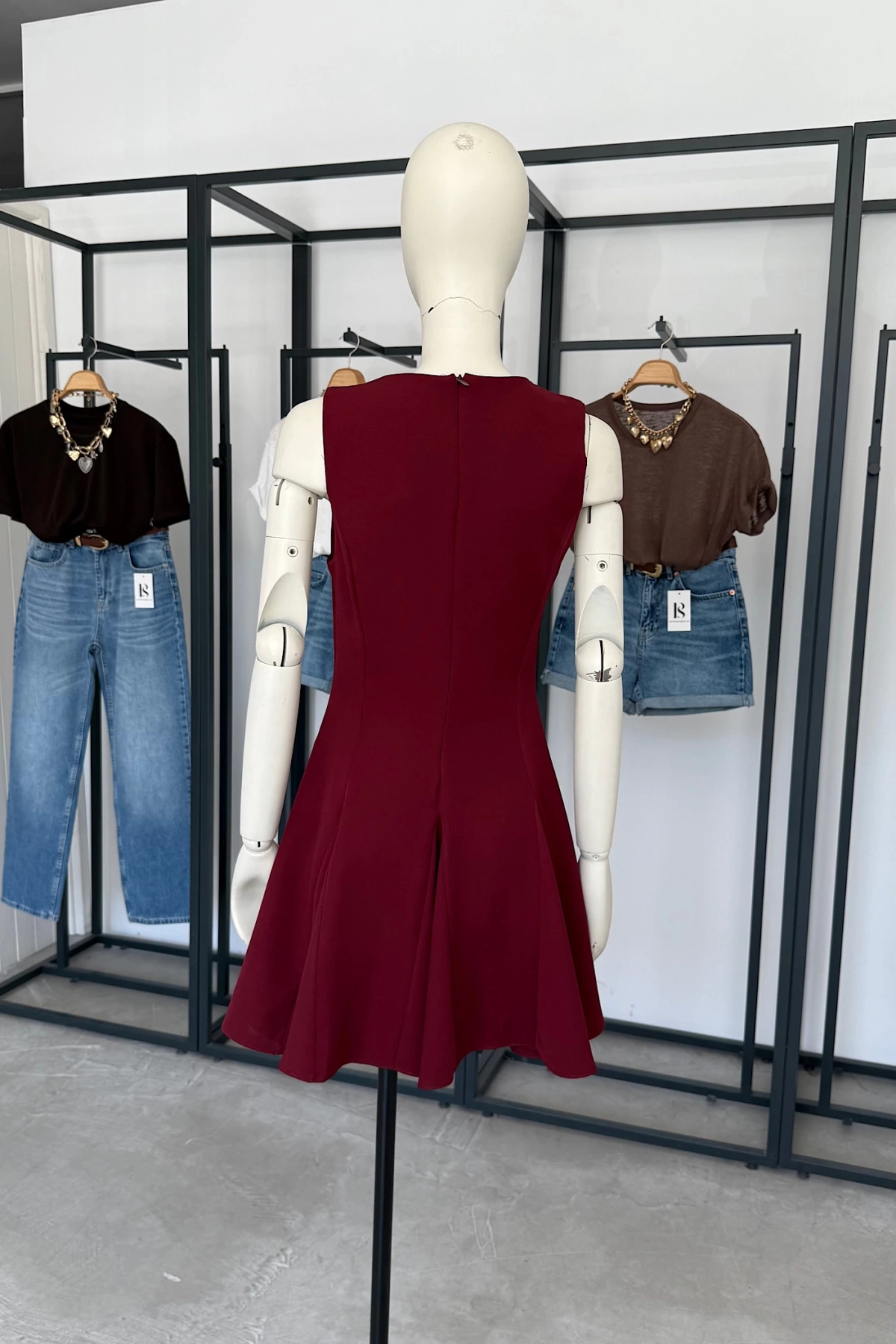 Volanlı Elbise Bordo