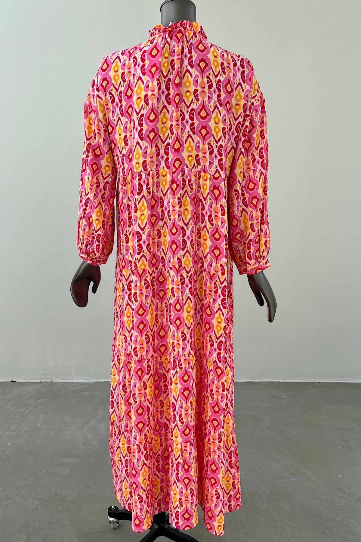 Ruffle Collar Colored Long Dress
