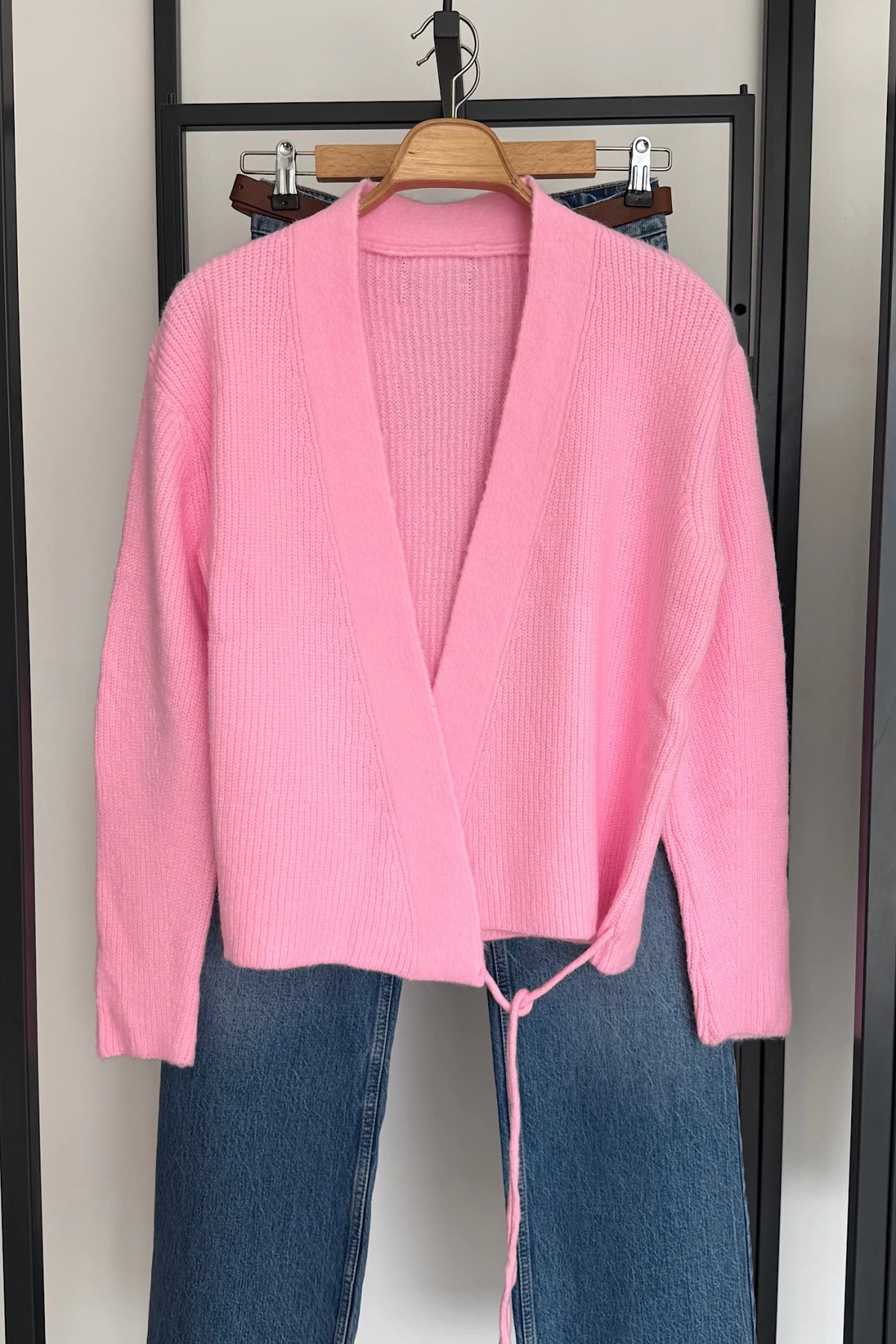 Yandan Bağlamalı Hırka Şeker Pembe