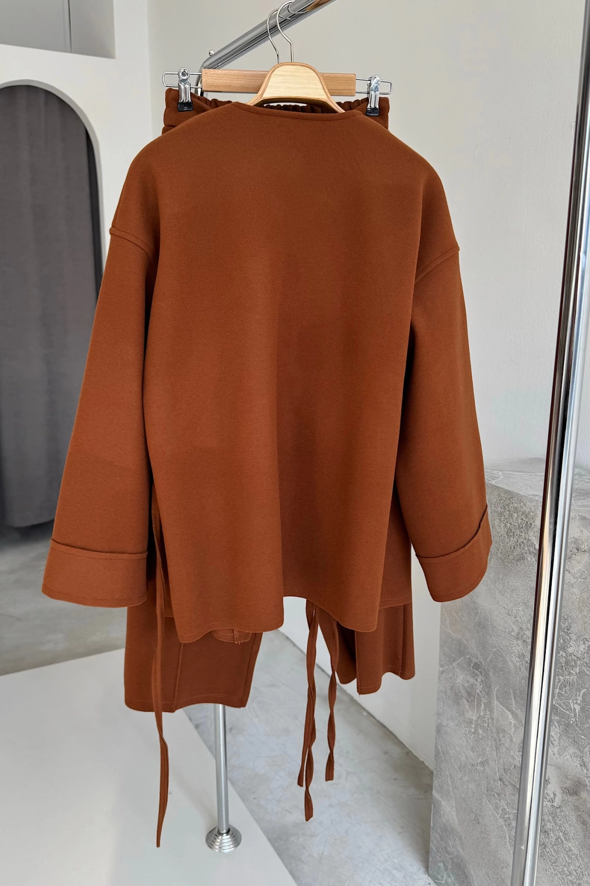 Yandan Bağlamalı Premium Kimono Takım Taba