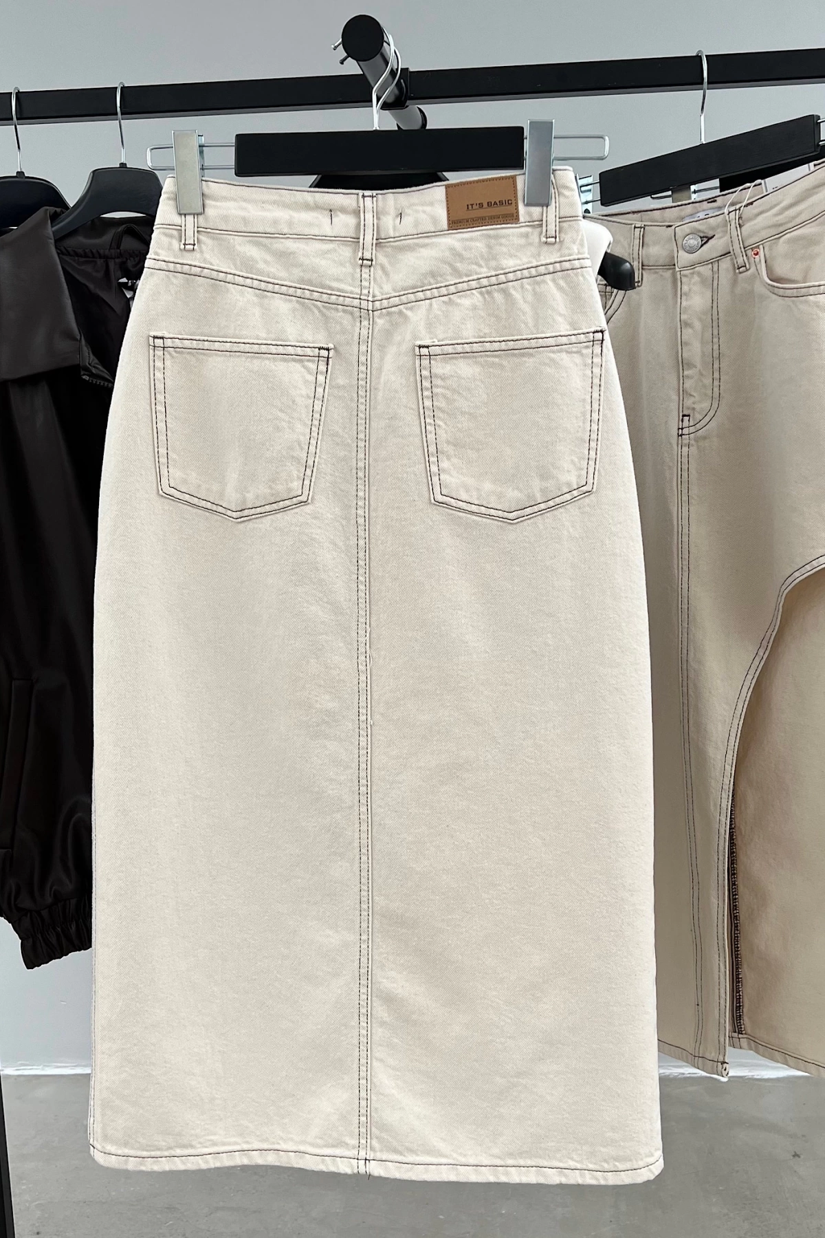 Side Slit Denim Skirt
