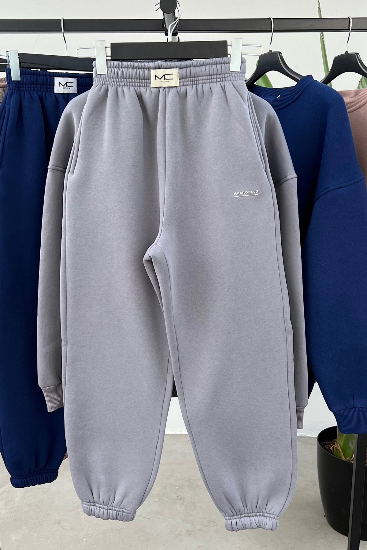 Yazı Baskılı Oversize Eşofman Takım Gri