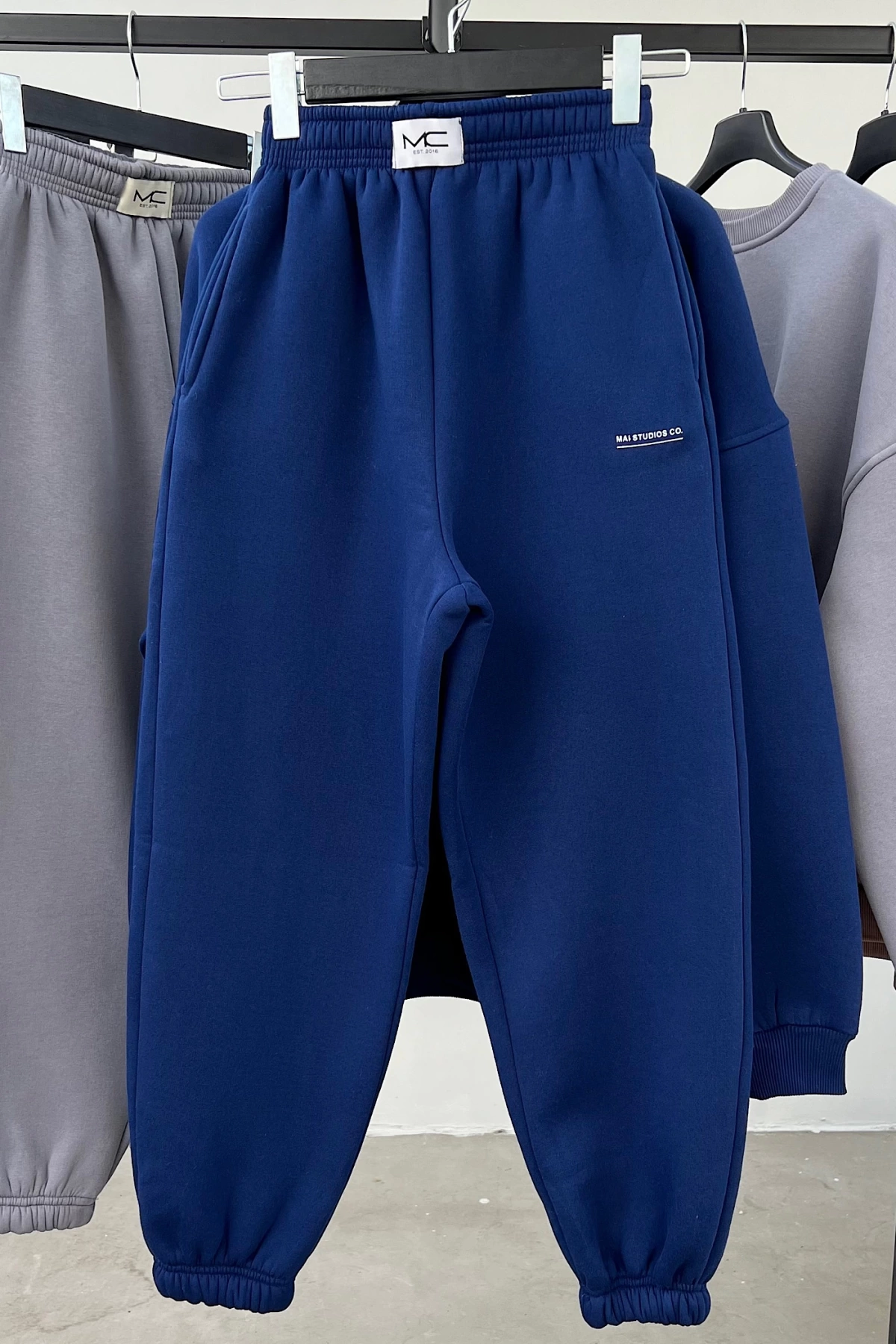 Yazı Baskılı Oversize Eşofman Takım Lacivert