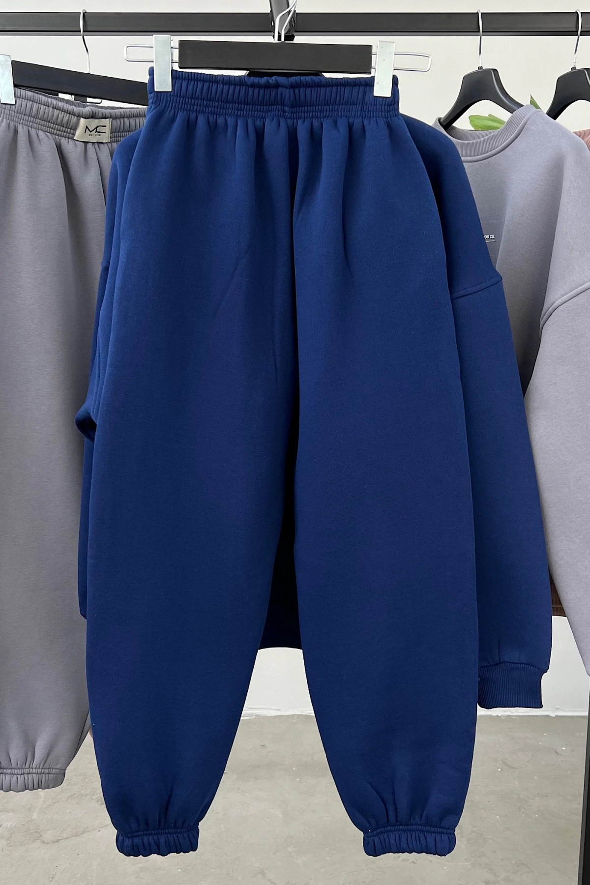 Yazı Baskılı Oversize Eşofman Takım Lacivert