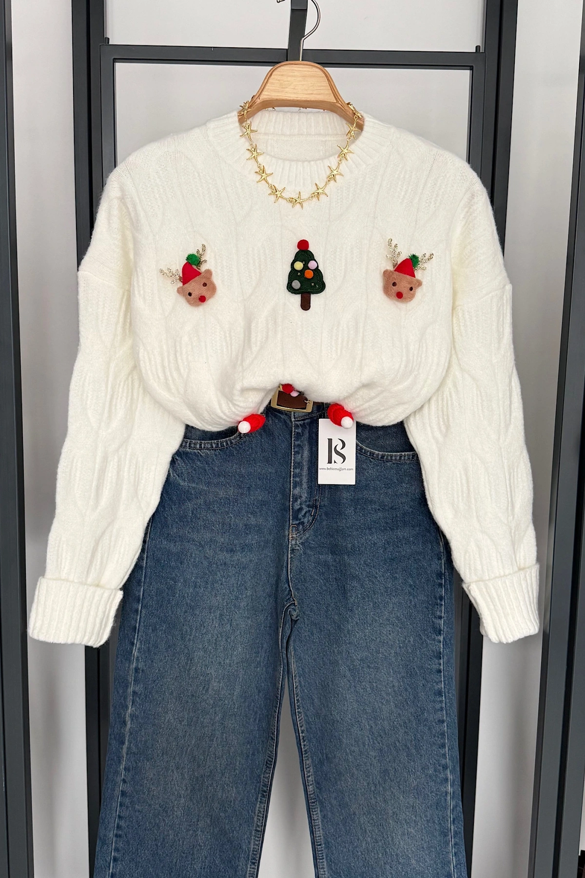 Yılbaşı Tasarım Kazak Ekru