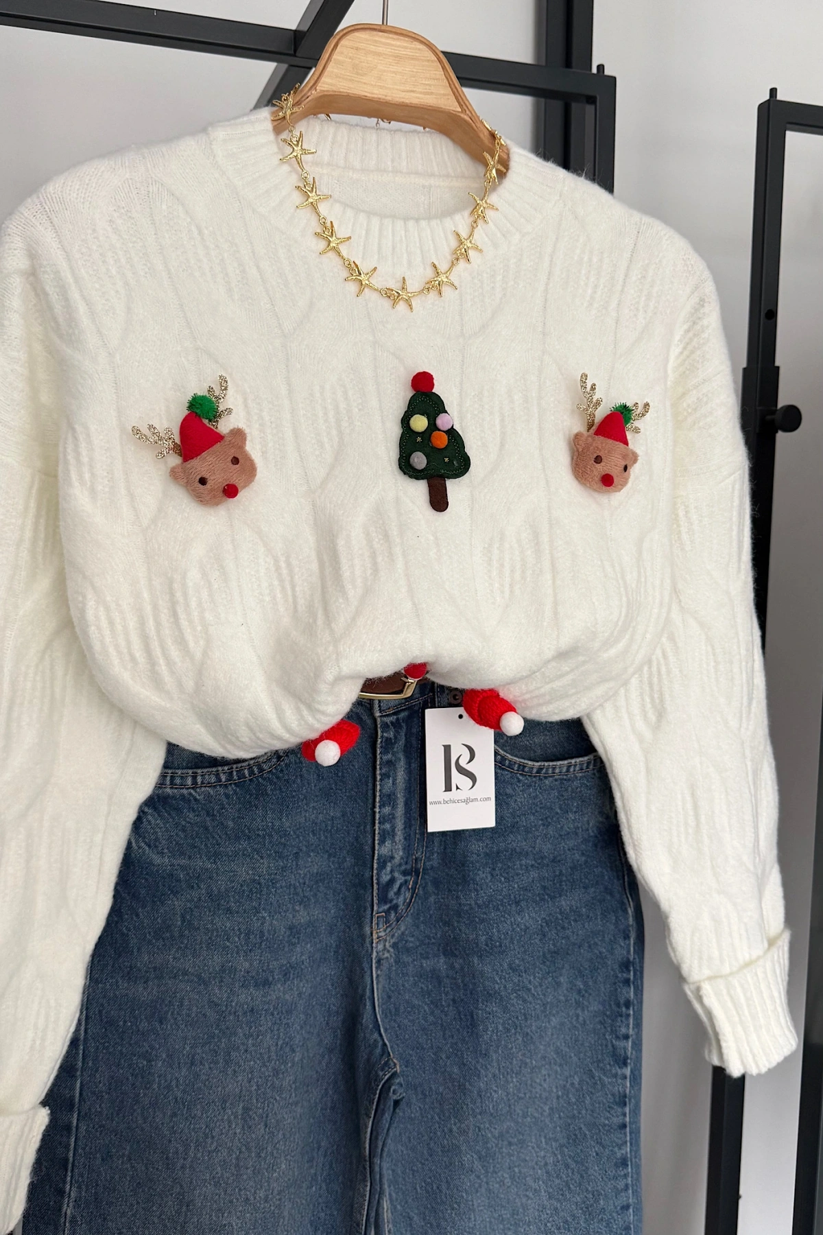 Yılbaşı Tasarım Kazak Ekru