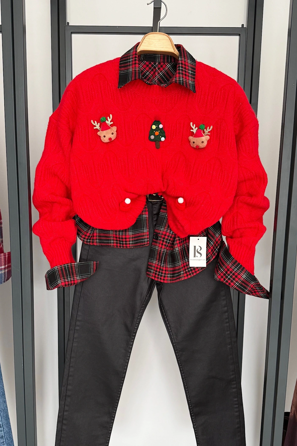 Yılbaşı Tasarım Kazak Kırmızı