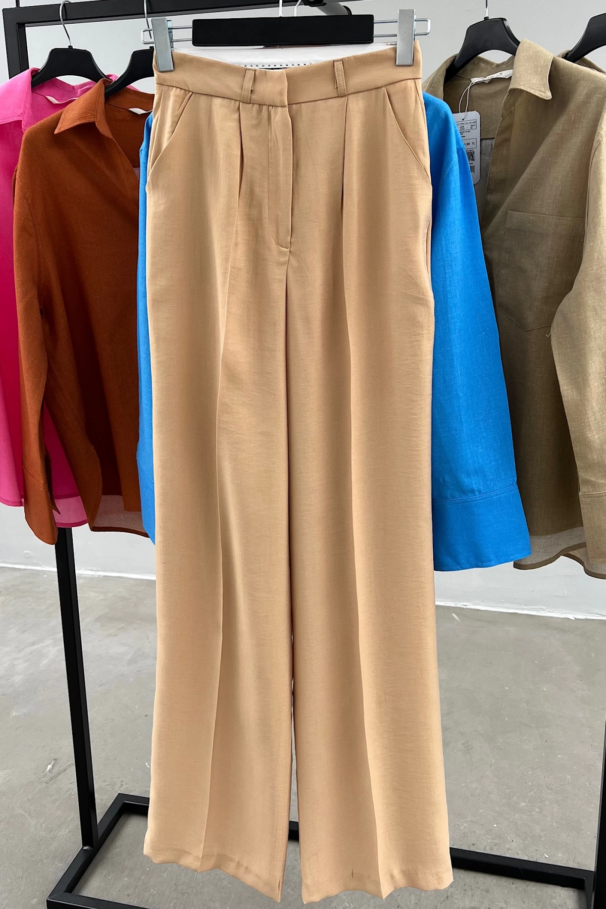 High Waist Wide Leg Tense Pants