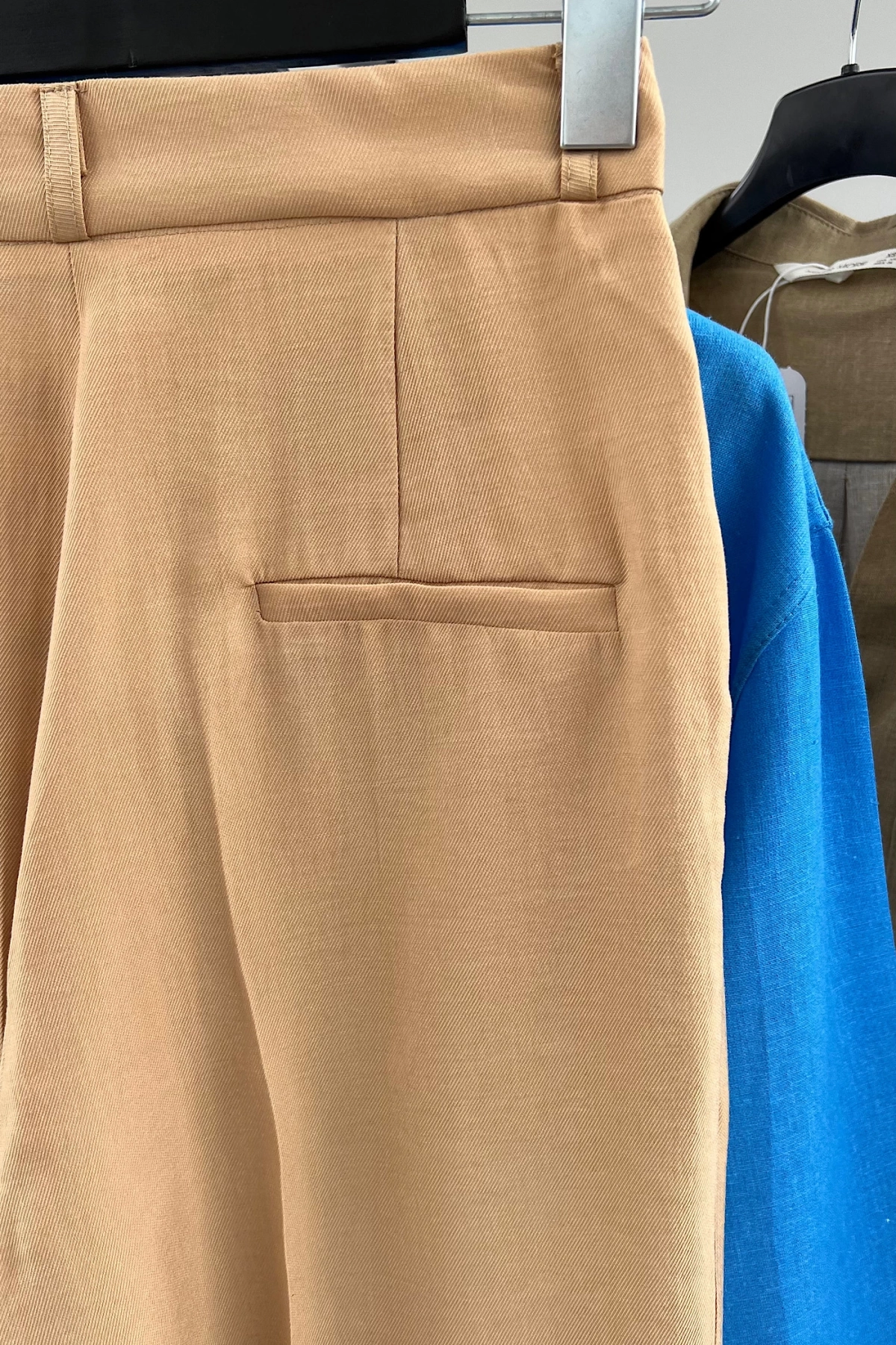 Yüksek Bel Geniş Paça Tensel Pantolon Camel