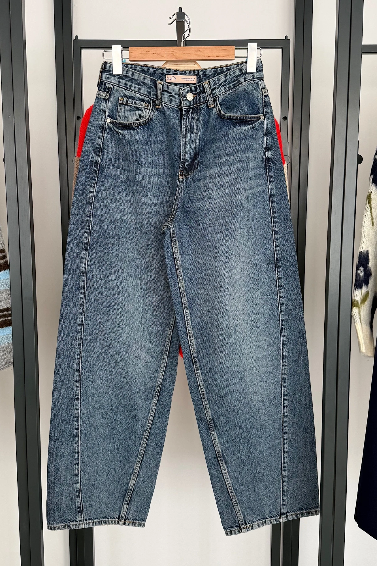 Yüksek Bel Wide Leg Jean Mavi