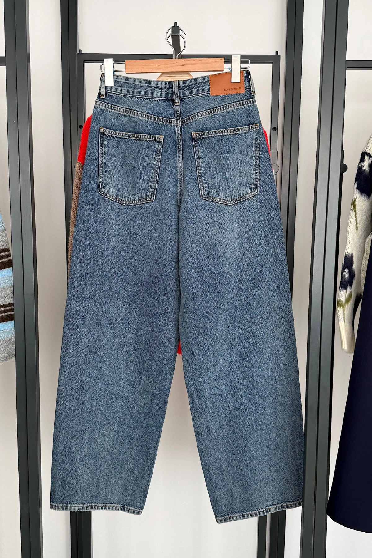 Yüksek Bel Wide Leg Jean Mavi