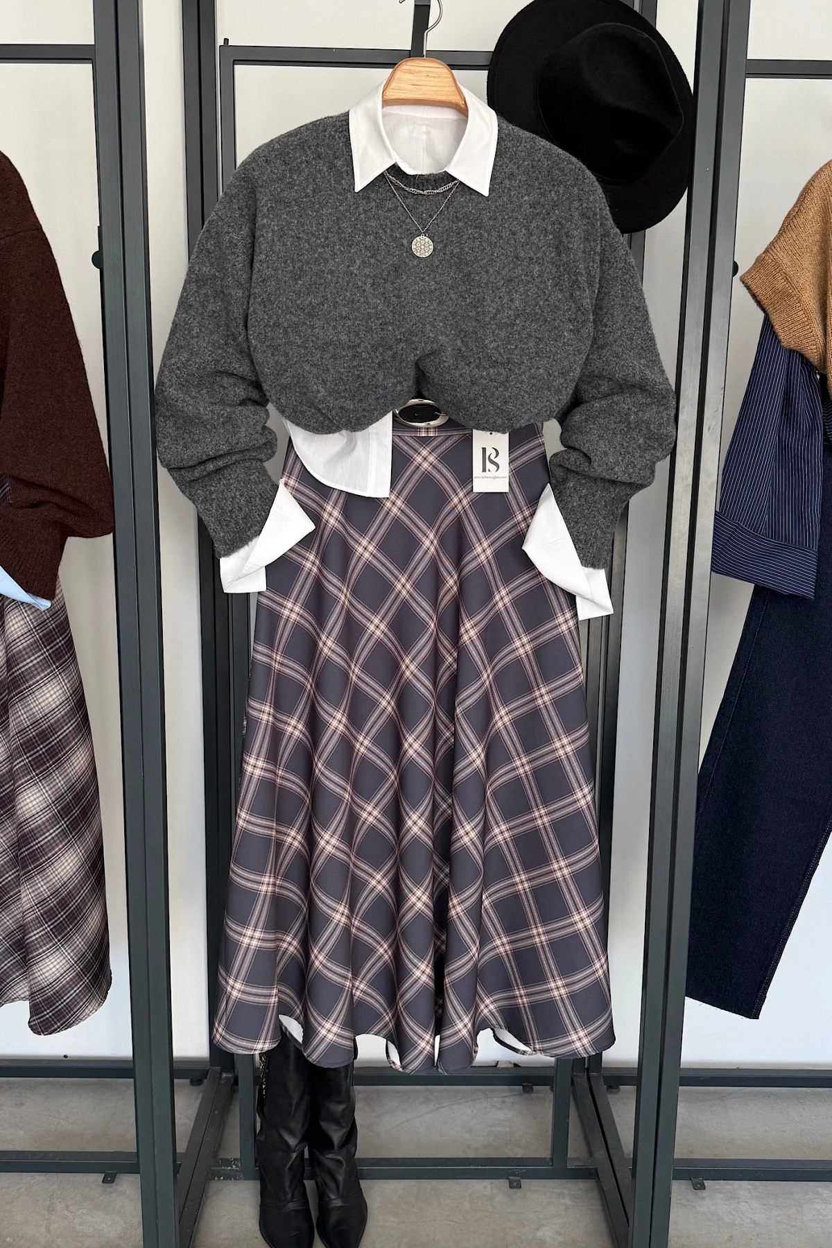 Yumuşak Dokulu Bisiklet Yaka Kazak Antrasit