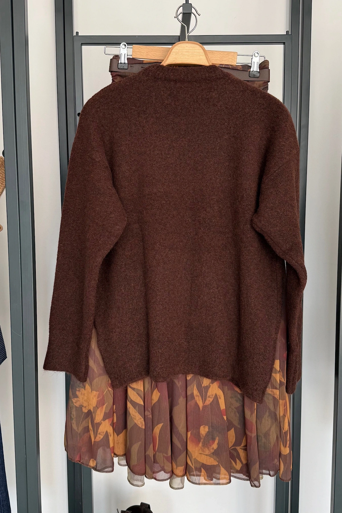 Yumuşak Dokulu Bisiklet Yaka Kazak Kahverengi