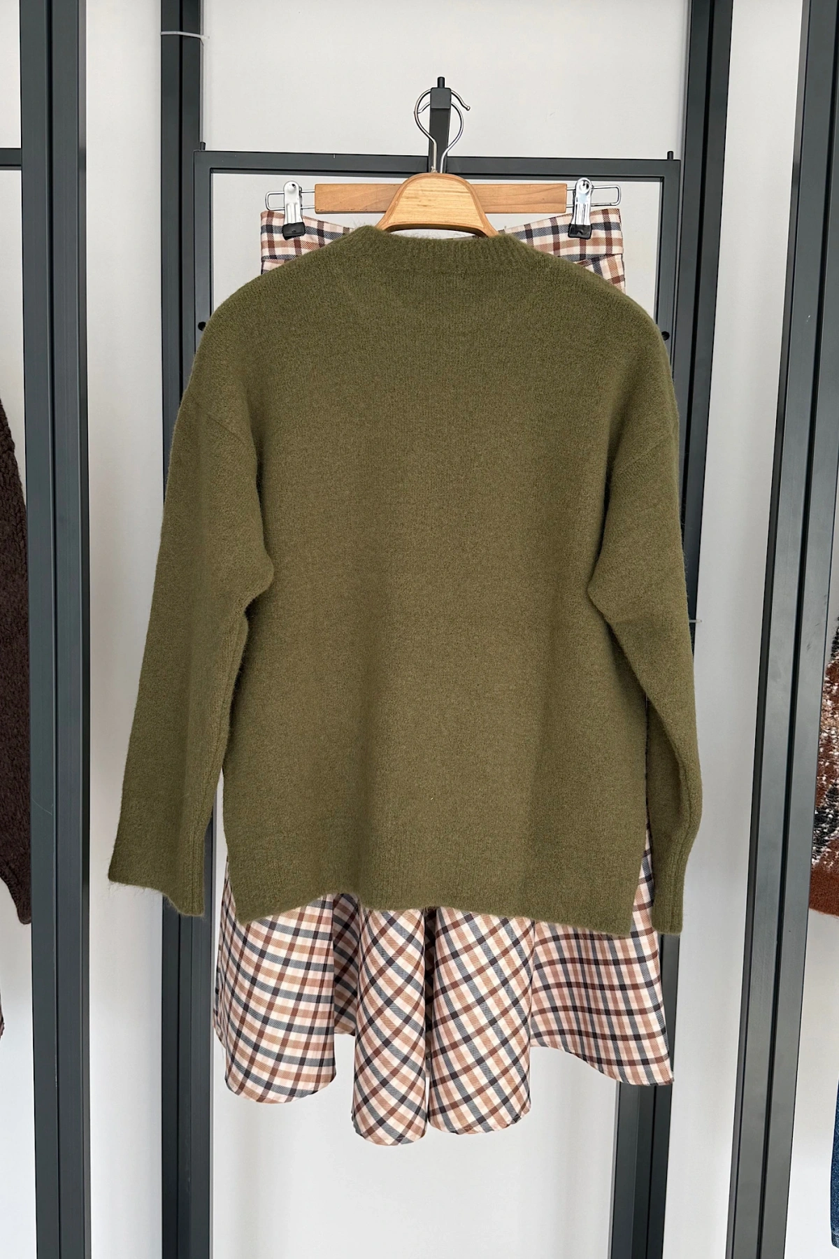 Yumuşak Dokulu Bisiklet Yaka Kazak Yeşil