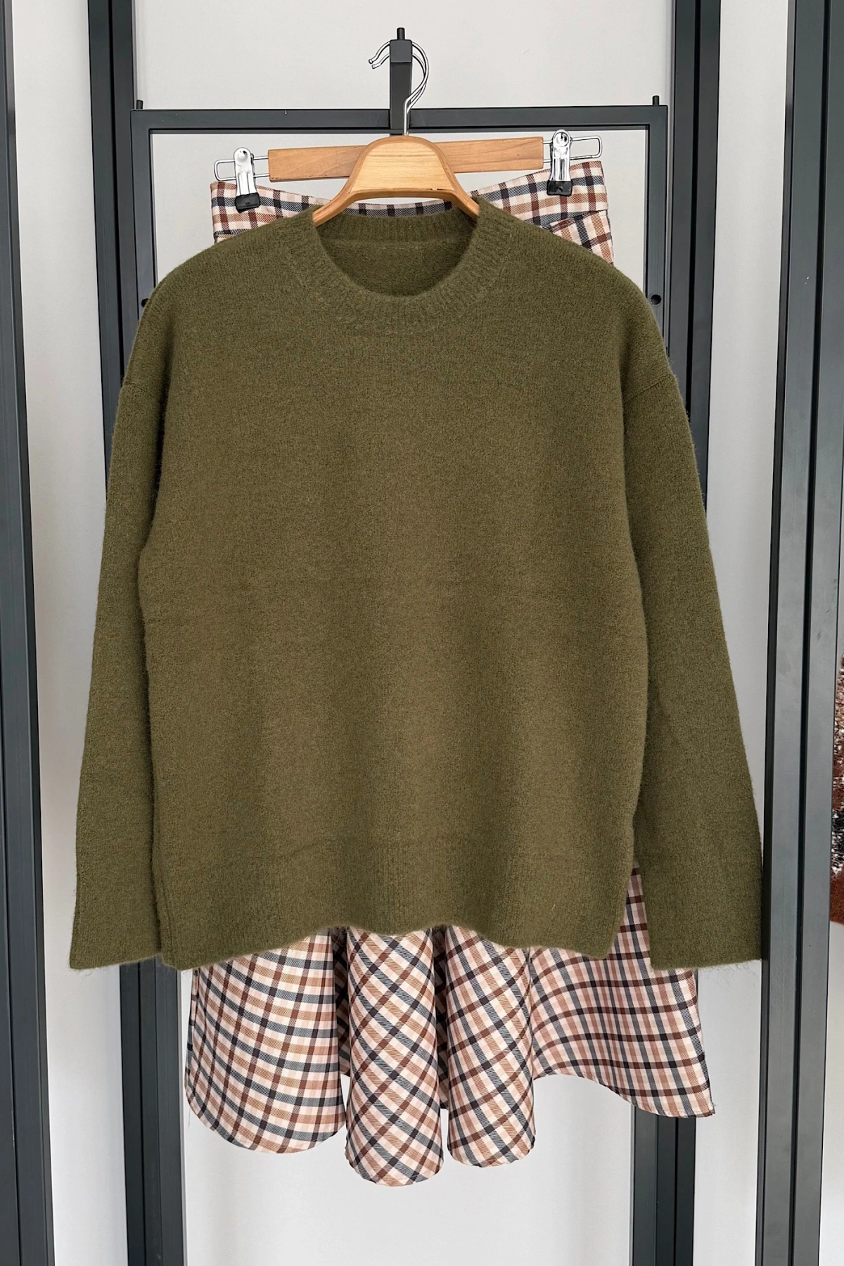 Yumuşak Dokulu Bisiklet Yaka Kazak Yeşil