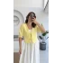 1017 - Arin Kolu Lastik Detay Bluz - Sarı
