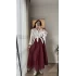 Astarlı Bordo Kloş Kırışık Etek