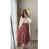 Astarlı Gül Kurusu Kloş Kırışık Etek