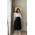 Astarlı Siyah Kloş Kırışık Etek