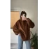 Cepli Peluş Uzun Kapüşonlu Sweatshirt Acı Kahve