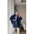 Lacivert Oversize Tensel Gömlek Kod: 4612