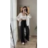 Gofre Kumaş Bağcıklı Palazzo Pantolon Siyah
