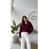 İsabella V Yaka Kazak - Bordo