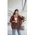 Kızıl Kahve Oversize Tensel Gömlek - Kod: 4612
