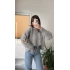 Kolları Kalp Detay Mücevher Model Kazak Gri