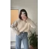 Kolları Kalp Detay Mücevher Model Kazak Krem