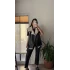 Patrice Biker Kürklü Deri Yelek Siyah