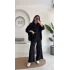 Roxy Gofre Gömlek Pantolon Takım - Siyah - 8008