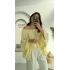 Yakası Lastikli Yarasa Kol Bluz - Sarı - 4978