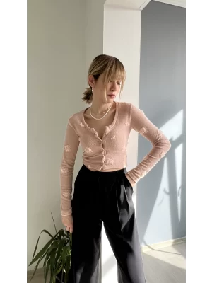Çiçekli Hırka Pudra