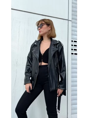 Deri Biker Ceket