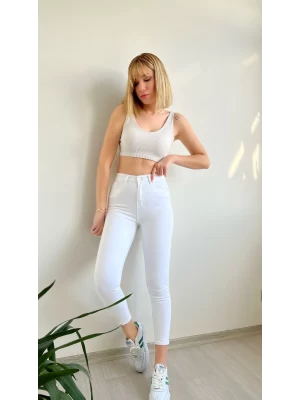 Ultra Yüksek Bel Skinny Jean Beyaz