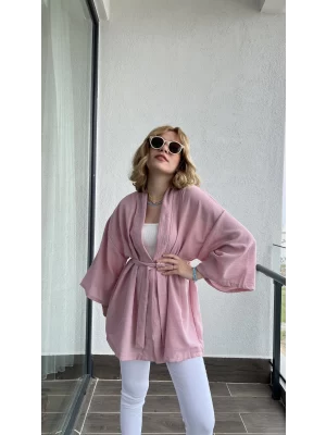 Harmony Keten Gül Kurusu Kuşaklı Kimono