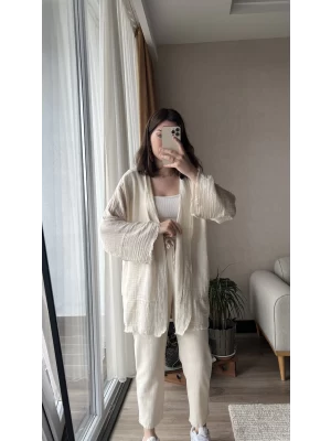 Krem Müslin Kumaş Kimono