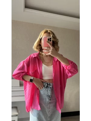 Mill Pembe Tek Cepli Oversize Gömlek