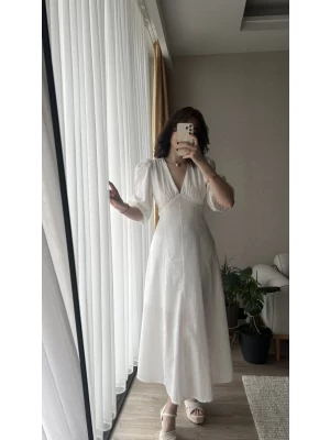 Prenses Beyaz Fiyonk Elbise