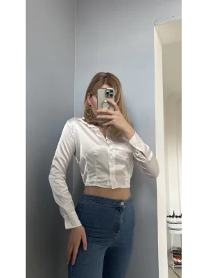 Saten Crop Gömlek