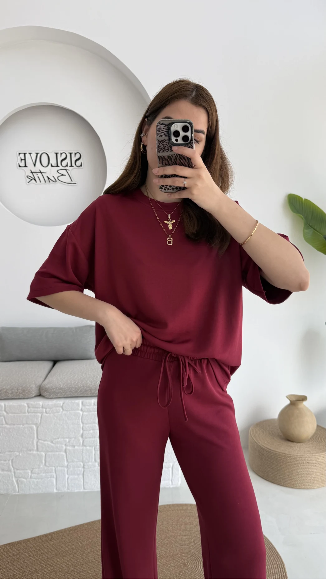 2 İplik Oys Kumaş Eşofman Takımı Bordo