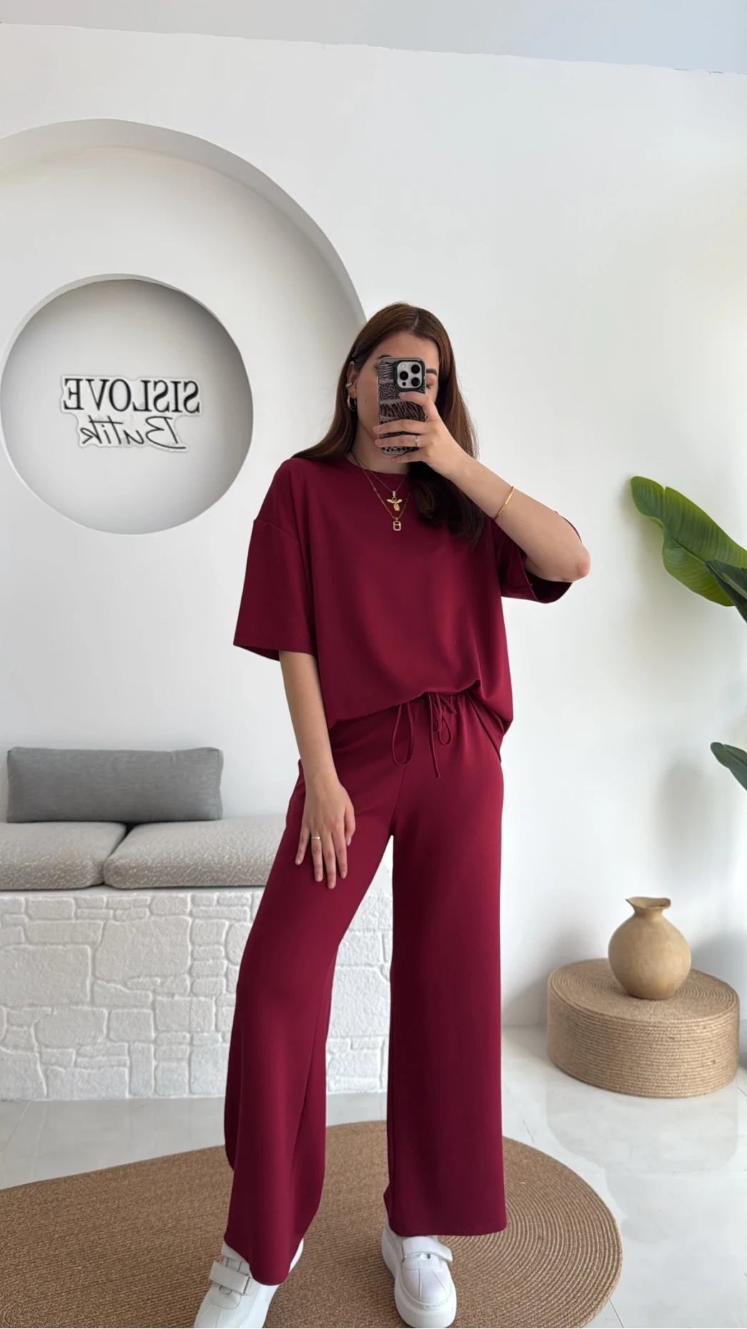 2 İplik Oys Kumaş Eşofman Takımı Bordo