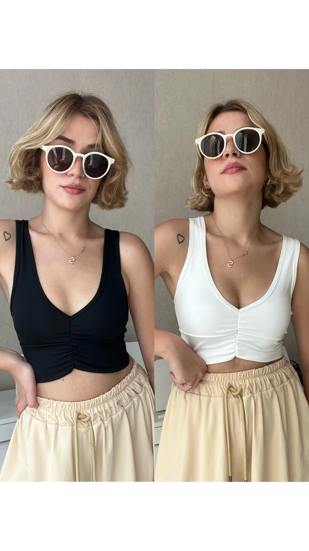 2’li Paket Büzgülü Crop