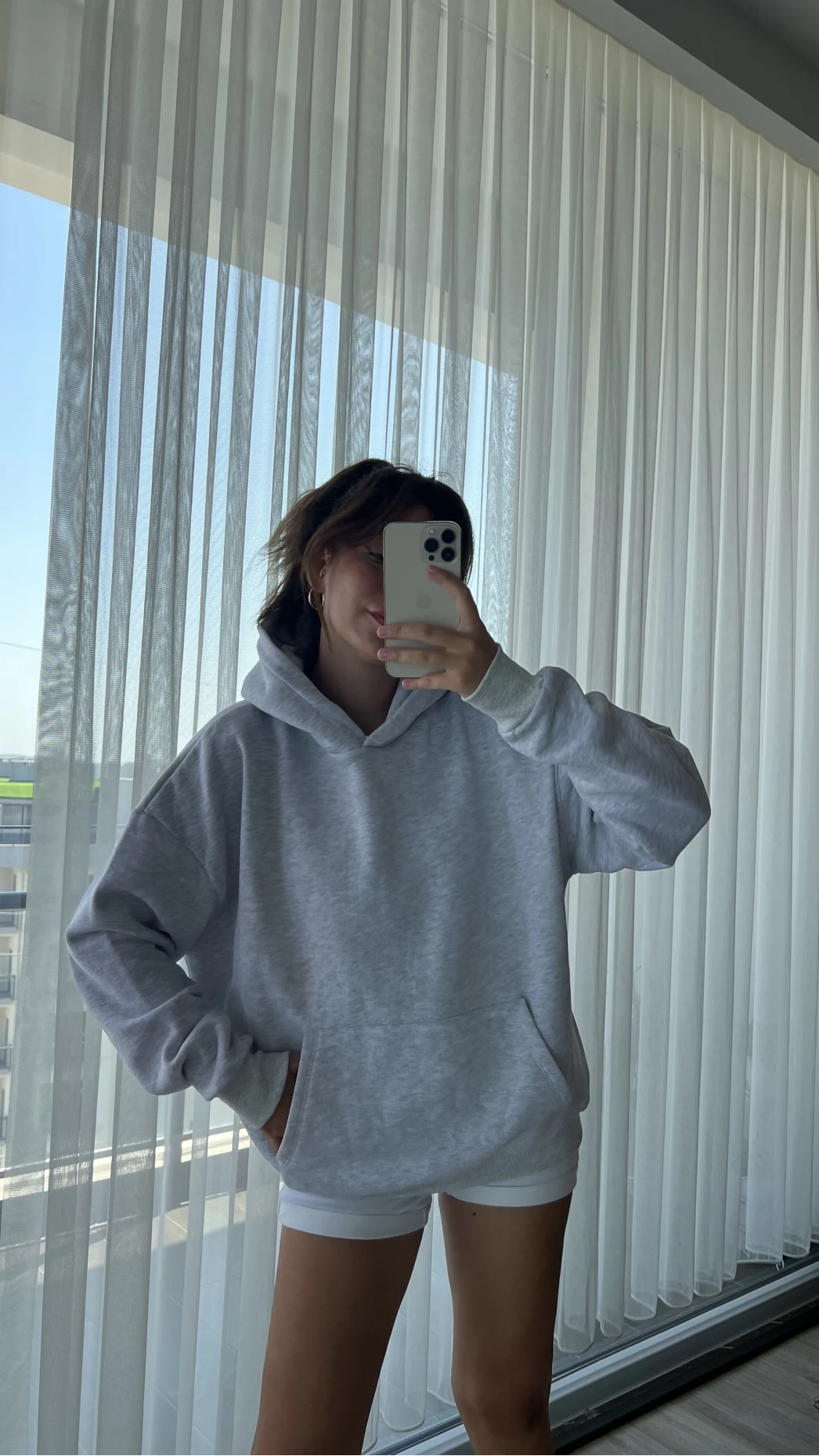 3 İplik Kapüşonlu İçi Polarlı Sweat Gri