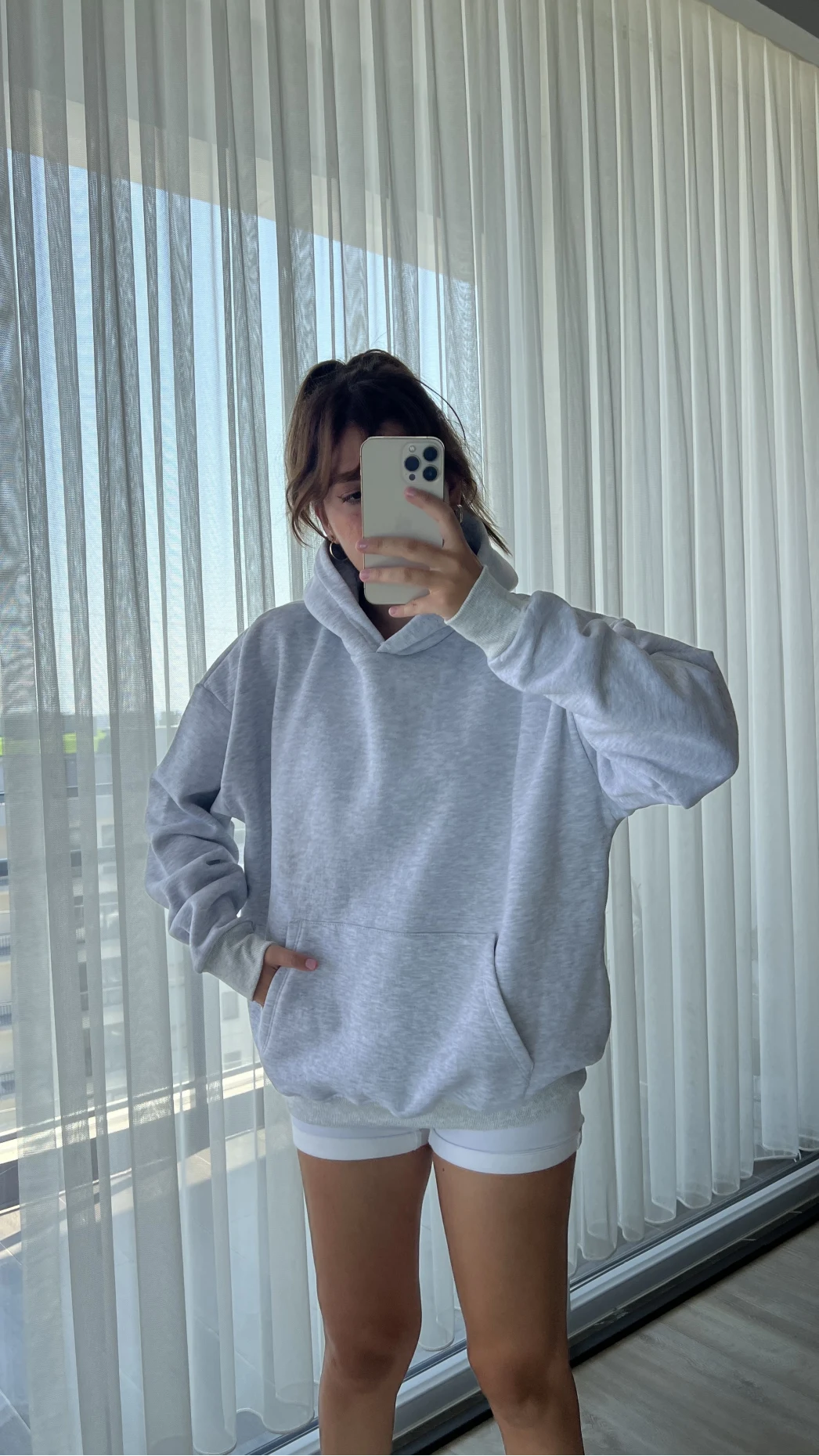 3 İplik Kapüşonlu İçi Polarlı Sweat Gri