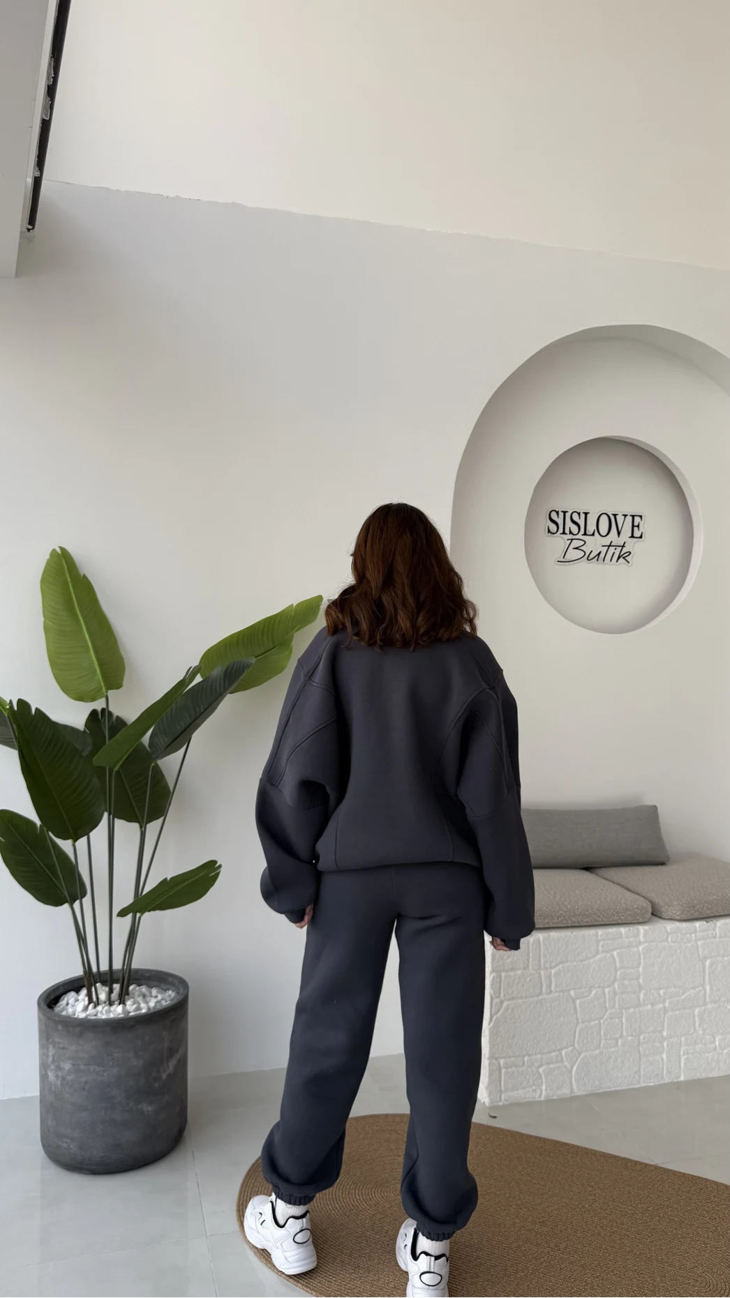 3 İplik Şardonlu Parçalı Eşofman Takımı - Koyu Antrasit - Kod: 4537