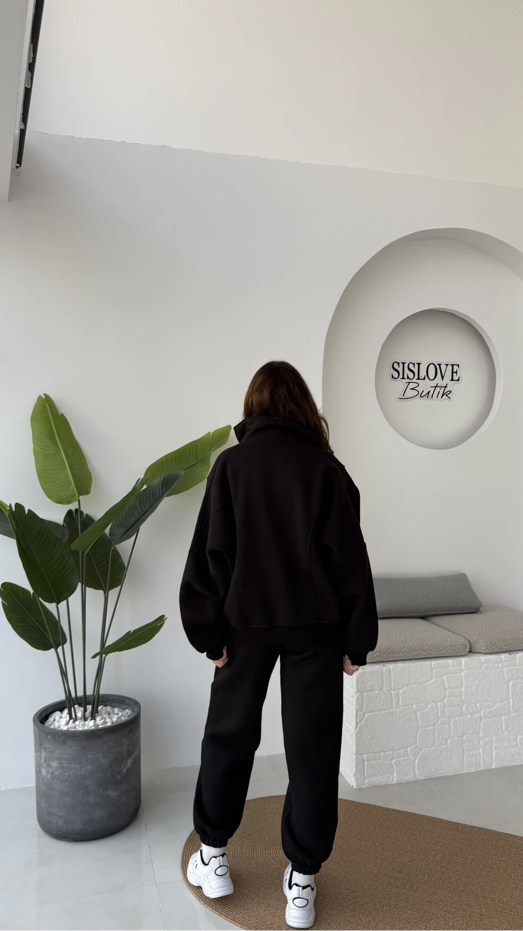 3 İplik Şardonlu Parçalı Eşofman Takımı - Siyah - Kod: 4537